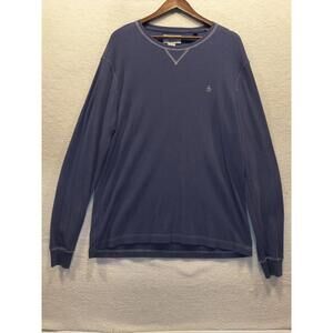 Original Penguin Waffle Knit Shirt Mens XL Blue Thermal Crewneck Casual Layer
